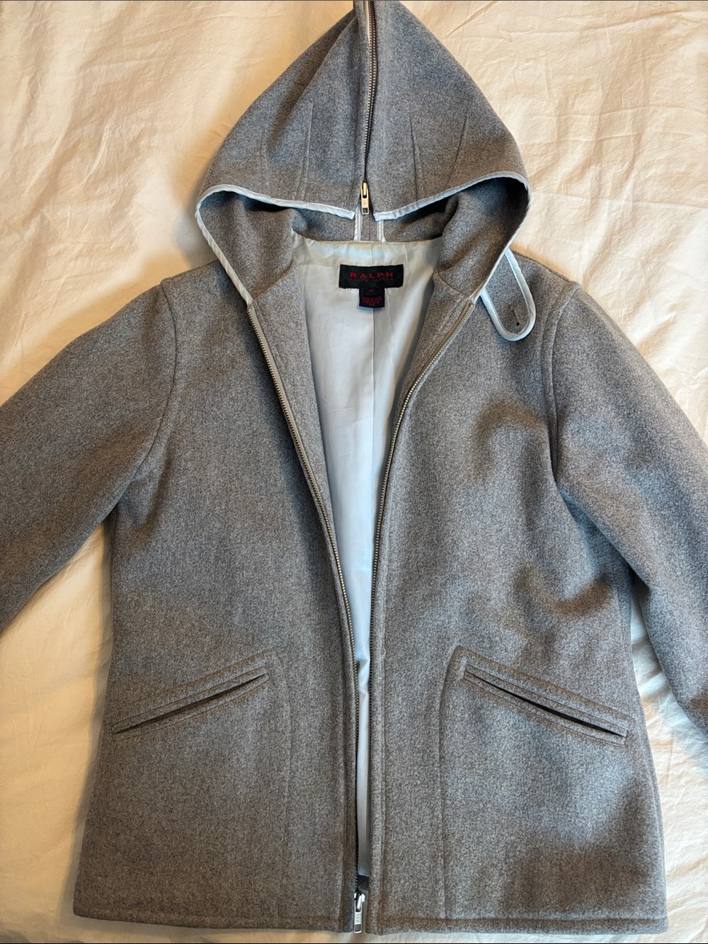 Ralph Lauren Gray Hooded Wool-Blend Pea Coat